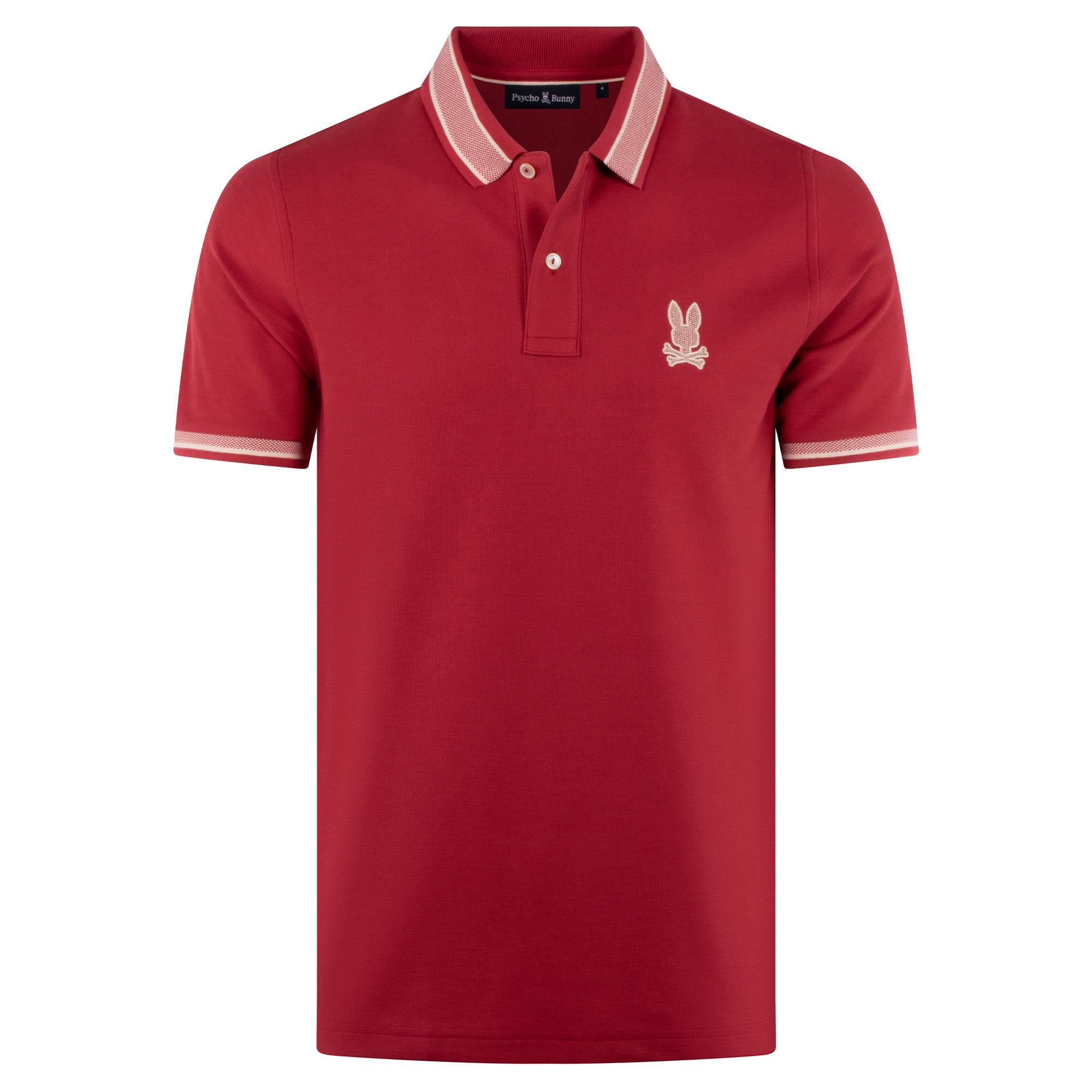 Psycho Bunny Harlow Pique Mens Polo Shirt Garnet
